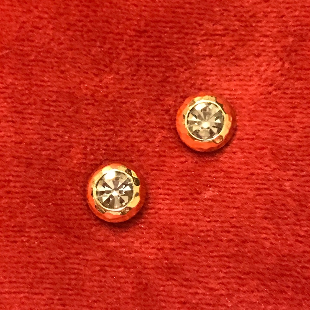 Stella & Dot goldtone and grey rhinestone studs